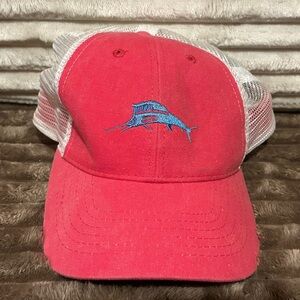 Tommy Bahama Red and White Mesh Marlin Trucker Hat